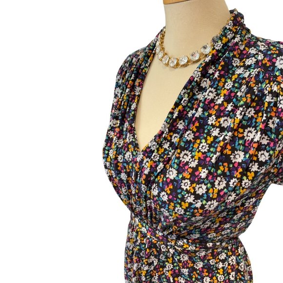 French Connection Dress Sz 10 Floral Stretchy Summer V Neck - Picture 3 of 8